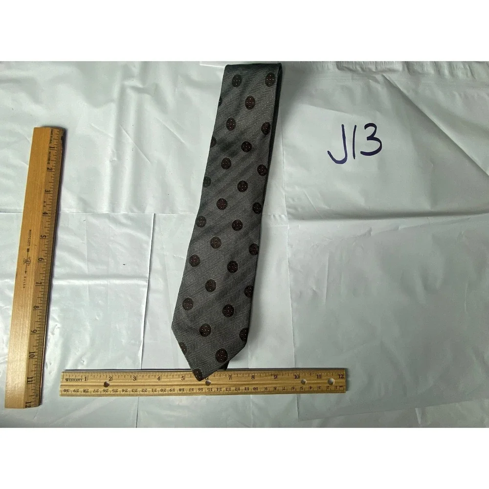 Mens‎ Grey Polka Dot Silk Necktie
